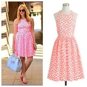 JCrew Embroidered Daisy Racerback Dress Neon Coral
